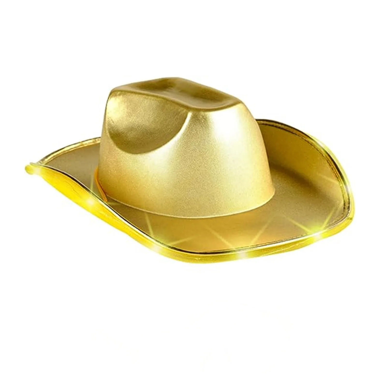 

1Pc Unisex Halloween Wide Brim Gilded Cloth Illuminated Cowboy Hat Cosplay Costume Accessory Party Supply for Masquerade Cap