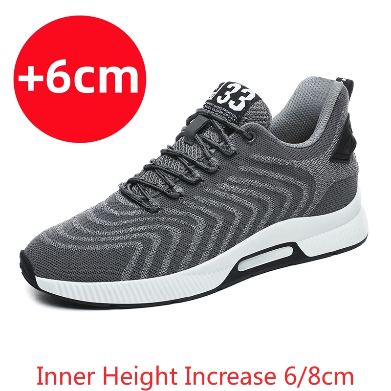 

Men Increase Insole 8CM Height Increasing Shoes Man Elevator Shoes Hidden Heels Sneakers Summer Breathable Casual Shoes for Men