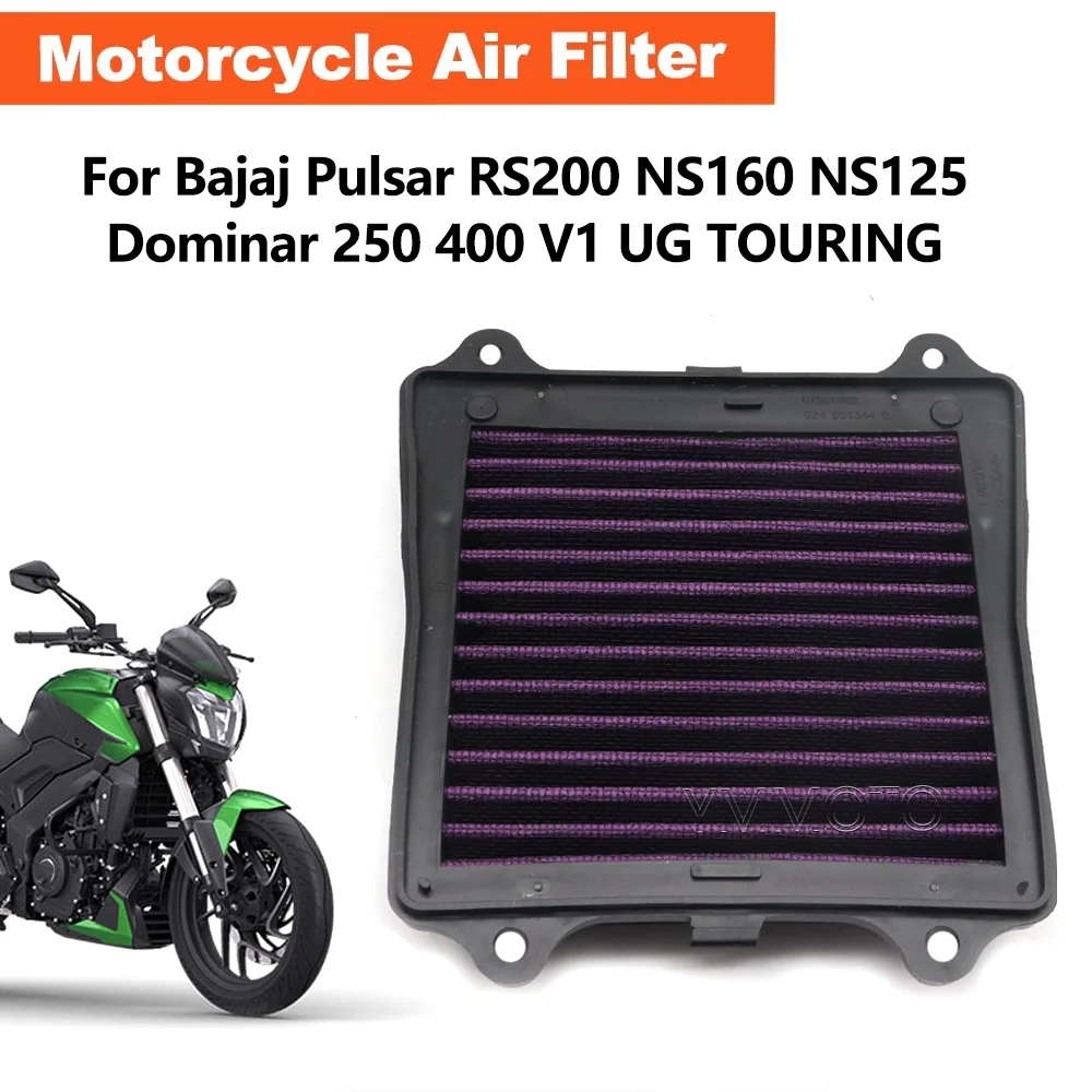 Motorcycle High Flow Air Intake Filter Cleaner For Bajaj Rouser Pulsar RS200 NS160 NS125 Dominar 400 V1 UG TOURING Dominar 250