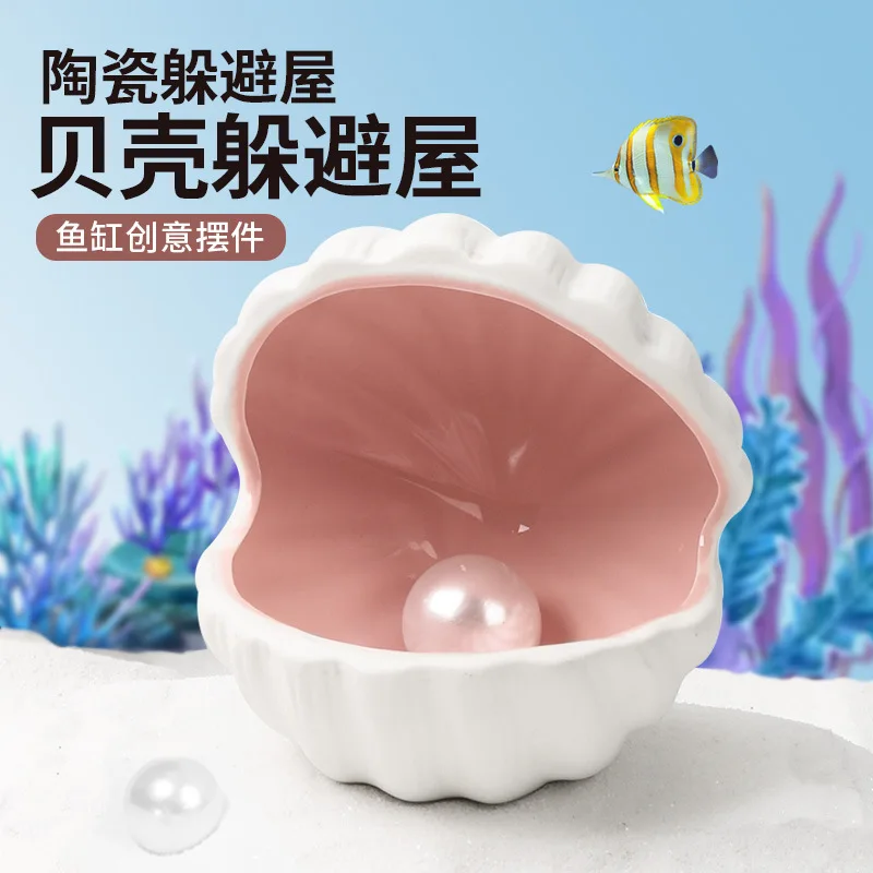 Shell Ceramic House Tank Clay Pot Nest Complete Set Of Aquarium Decorations Hideaway Cave Fish And Shrimp