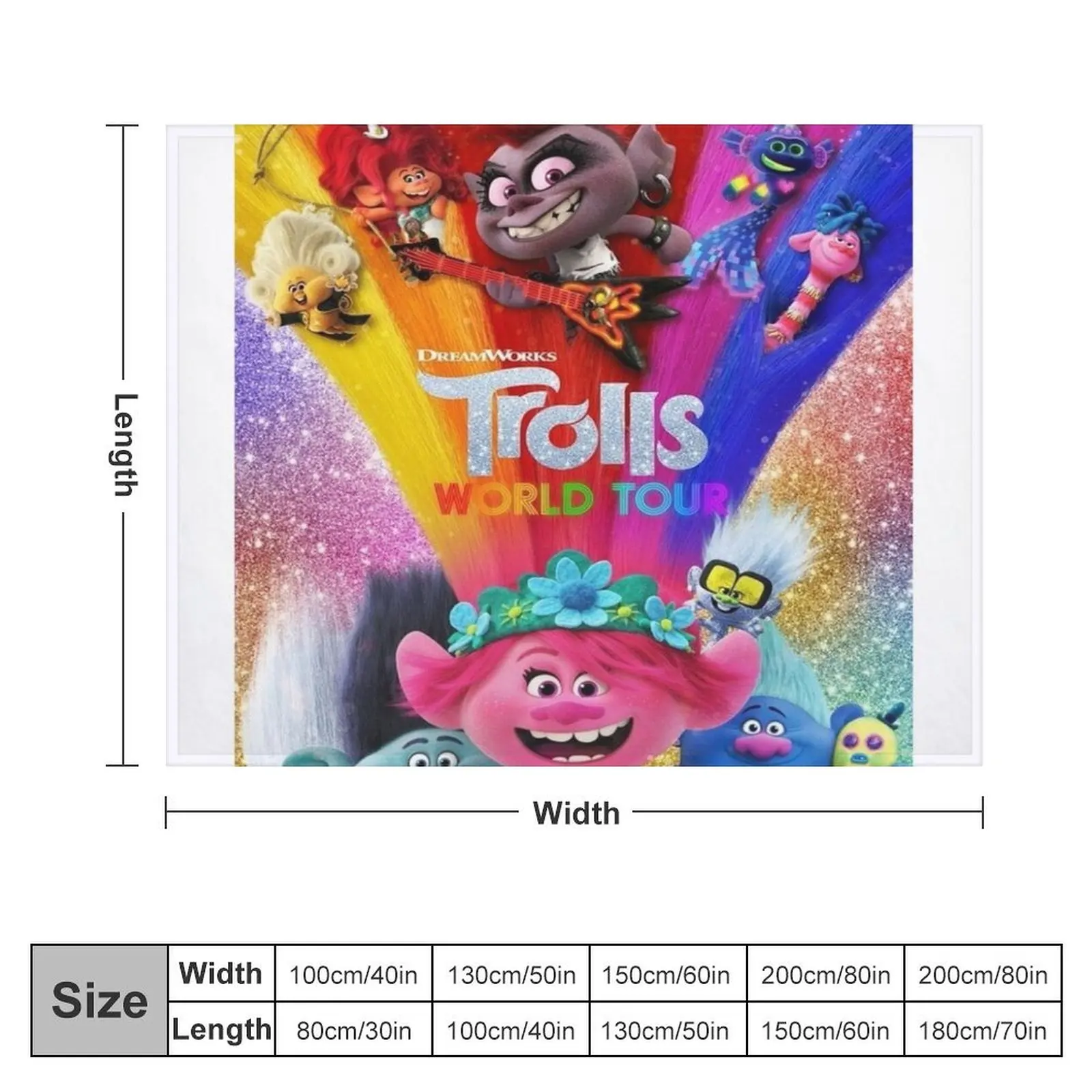 TROLLS WORLD TOUR Throw Blanket Moving Flannel Fabric wednesday Blankets