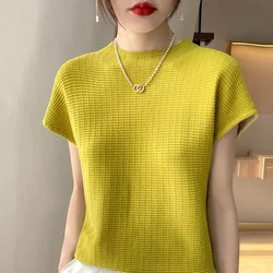 New Spring Autumn New Ladies mezza dolcevita a maniche corte Pullover lavorato a maglia maglione Design coreano Casual Slim Pullover NS5225