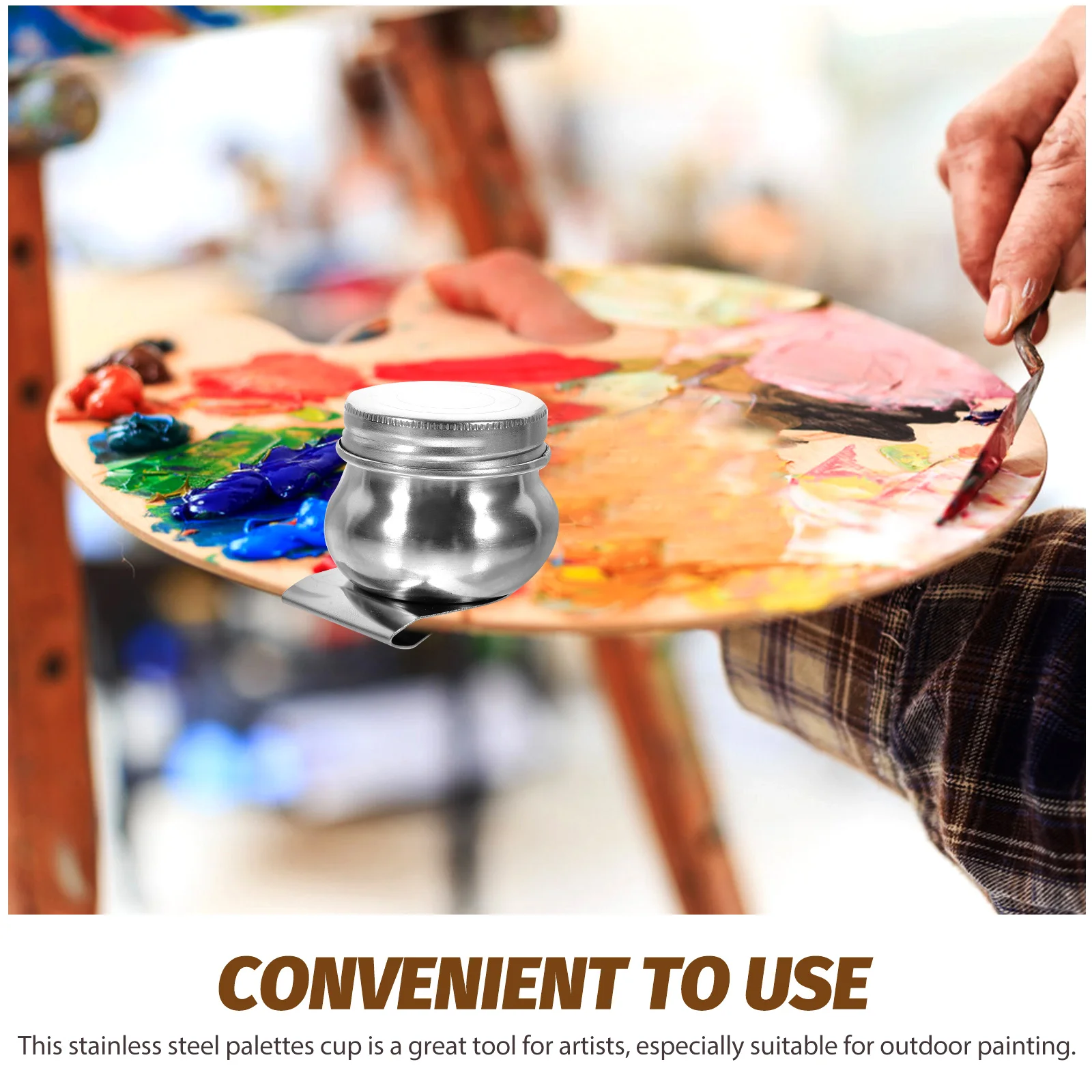 ถ้วยสแตนเลสสำหรับผสมสี 2 ชิ้น ขนาดกะทัดรัด ใช้ซ้ำได้ สำหรับศิลปิน นักเรียน ผู้เชี่ยวชาญ แข็งแรง ทนทาน ใช้งานได้ดี