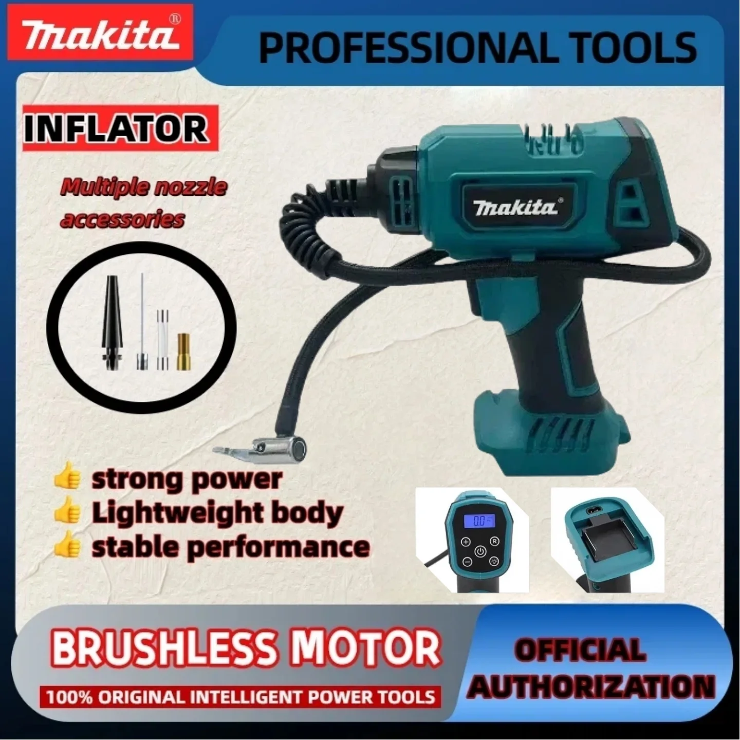 

Автомобильный воздушный компрессор Makita, автоматический беспроводной надувной электрический воздушный насос, ручной воздушный компрессор для автомобильных шин