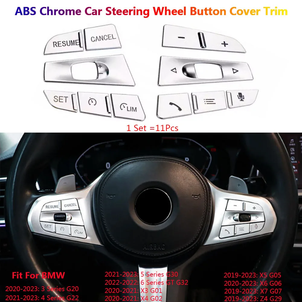 

1 Set Car Steering Wheel Switch Button Cover Trim For BMW 3 4 5 6GT X3 X4 X5 X6 X7 Z4 G30 G20 G22 G32 G01 G02 G05 G06 G29 Inner