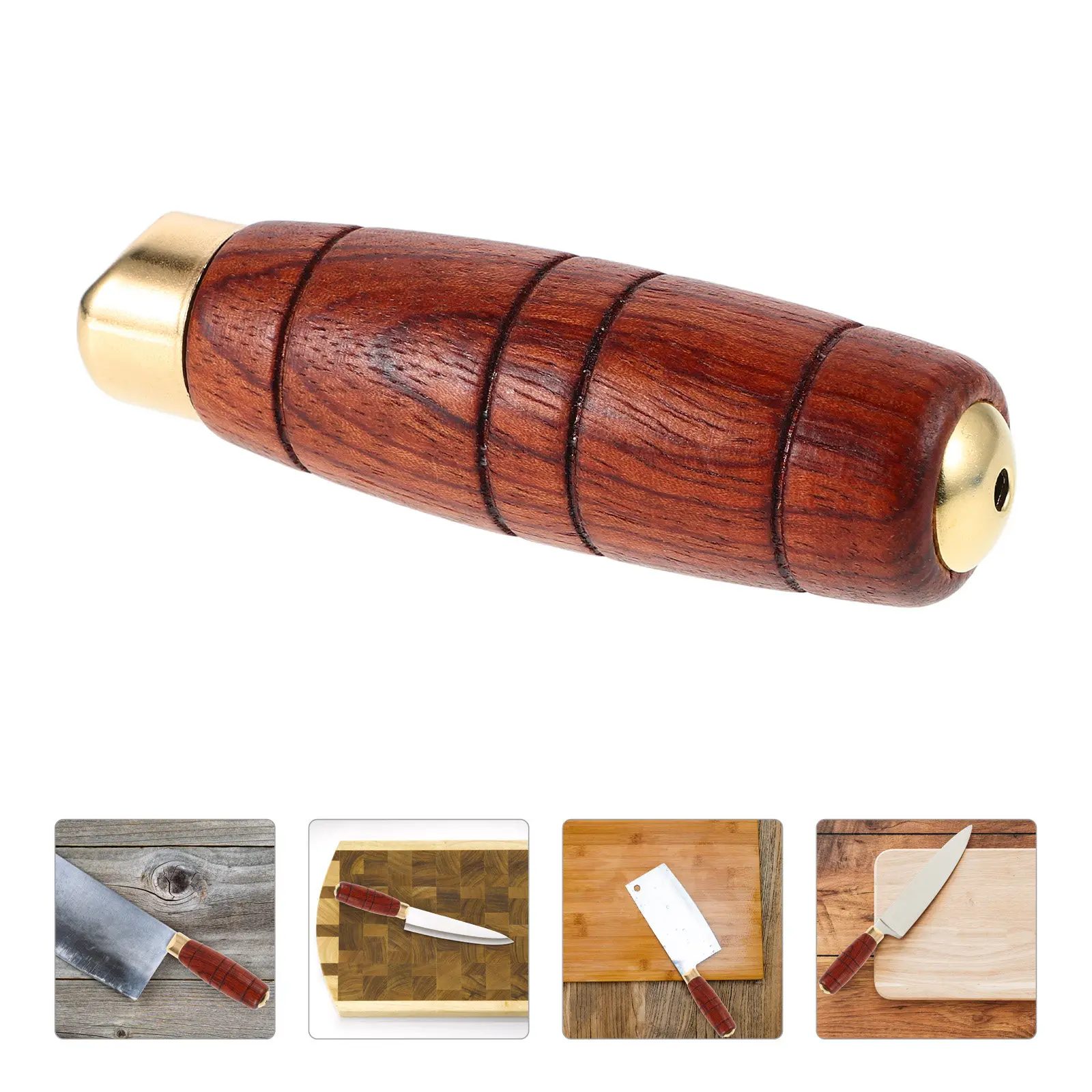 

Round Ergonomic Brazilian Wood Kitchen Knife Handle Solid Through Handle for Home Chopping Cutter Grip Replacement Comfortable