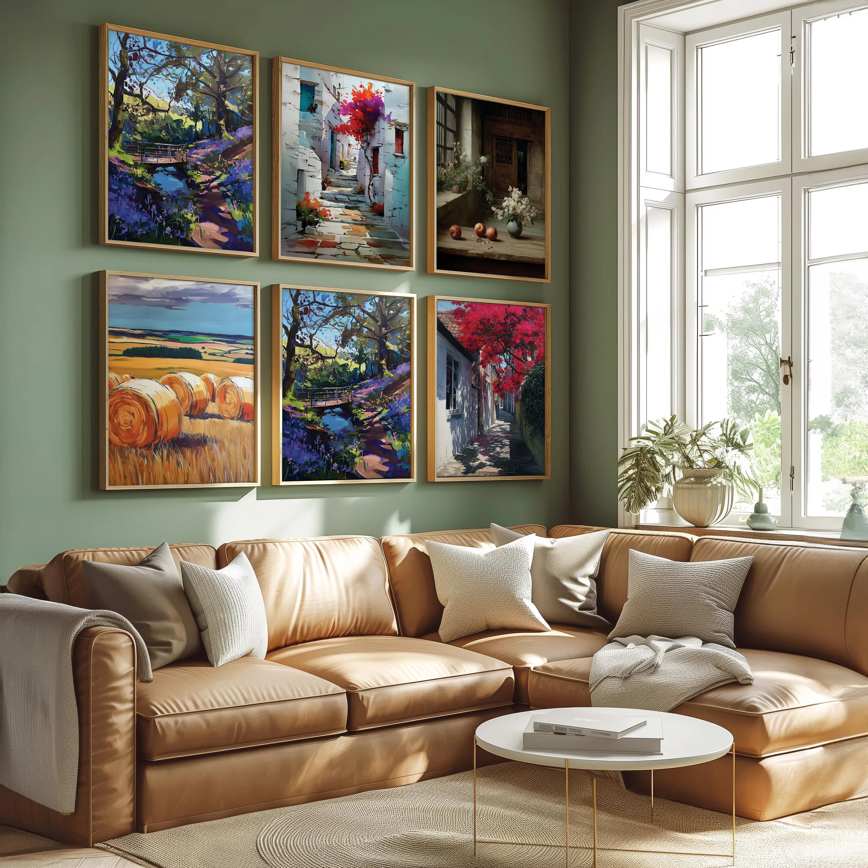 1 pieza de pintura de acuarela sin marco de la aldea de Gante, decoración de estilo campestre francés, decoración de pared estilo castillo, arte floral rural