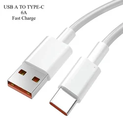 1M 2M White 10A Super Fast Charging USB Type C Cable for Huawei P40 P30 USB-C Phone Data Cord for Xiaomi Redmi  Oneplus 11 POCO