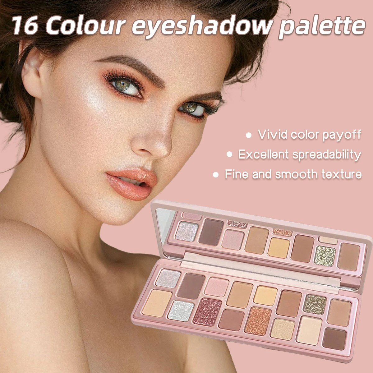 16 Colors of Dazzling Eyeshadow Pink Glitter Collision Blue Green Smoke Pearl Diamond Texture Multi Style Makeup Palette