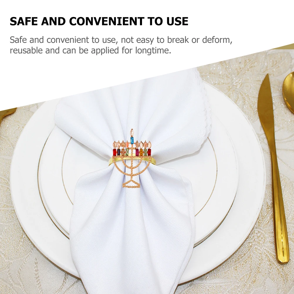 

12Pcs Holder Napkin Rings Menorah Design Serviette Buckle for Dining Table Decor Reusable Wear-Resistant Party Hotel