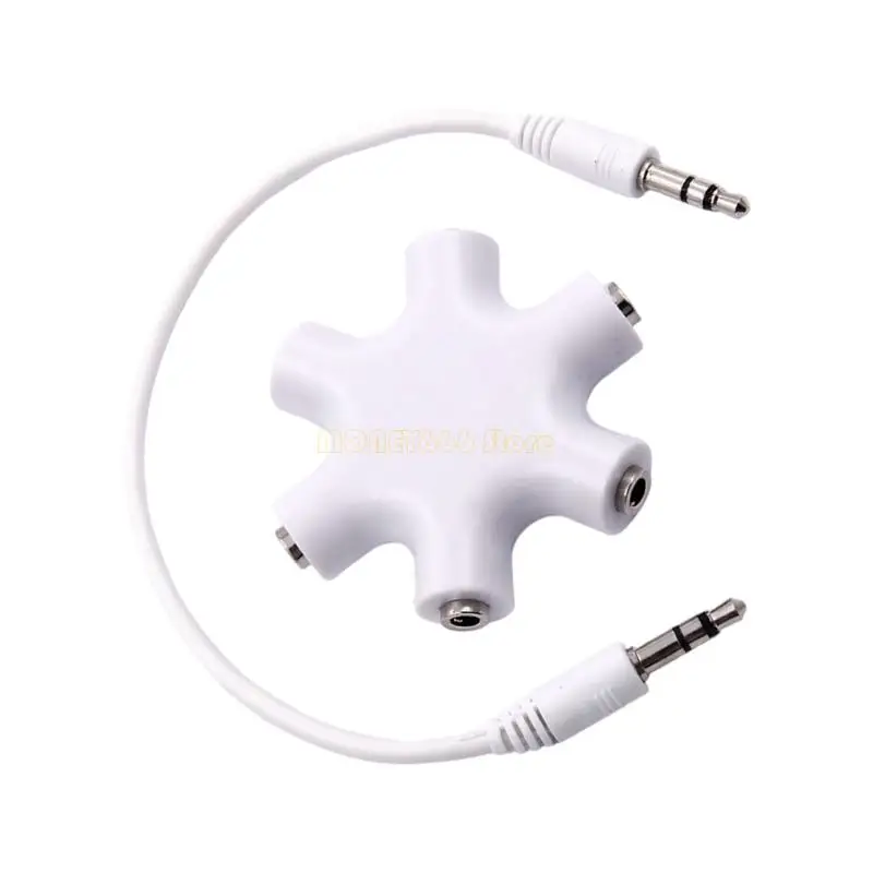 F62C 5 Way Stereo Splitter 3.5mm Auxiliary Adapters Gold Plated Interfaces Lossless Sound Quality For Classroom Travel
