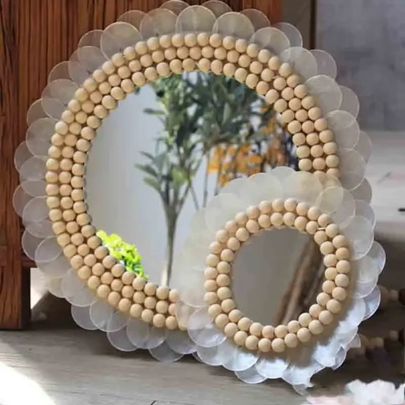 

Vintage Shower Wall Mirrors Elegant Antique Aesthetic Round Decorative Mirror Living Room Art Espejos Para Maquillaje Decoration