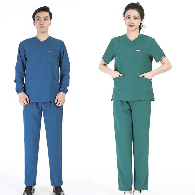 ชุดยูนิฟอร์มพยาบาล/แพทย์/ทันตแพทย์ แขนสั้น หลากสี สำหรับบุคลากรทางการแพทย์  ชุดทำงานในโรงพยาบาล/คลินิกทันตกรรม/ศัลยกรรม