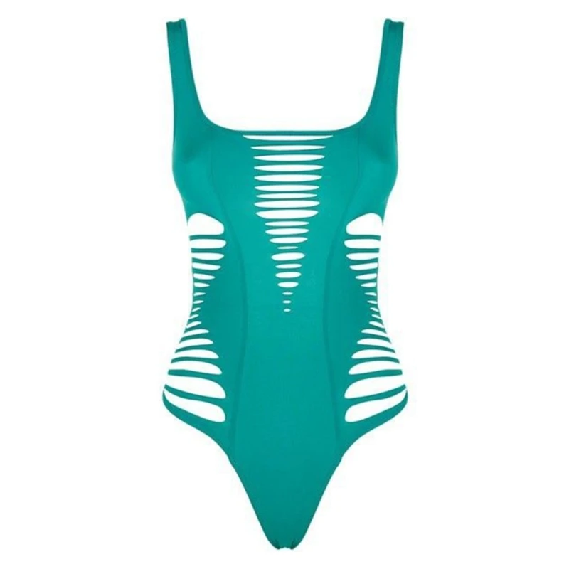 2023 nowych kobiet 1 sztuka strój kąpielowy drążą strój kąpielowy panie Sexy wycięcie stroje kąpielowe Solid Color strój kąpielowy z wysokim stanem