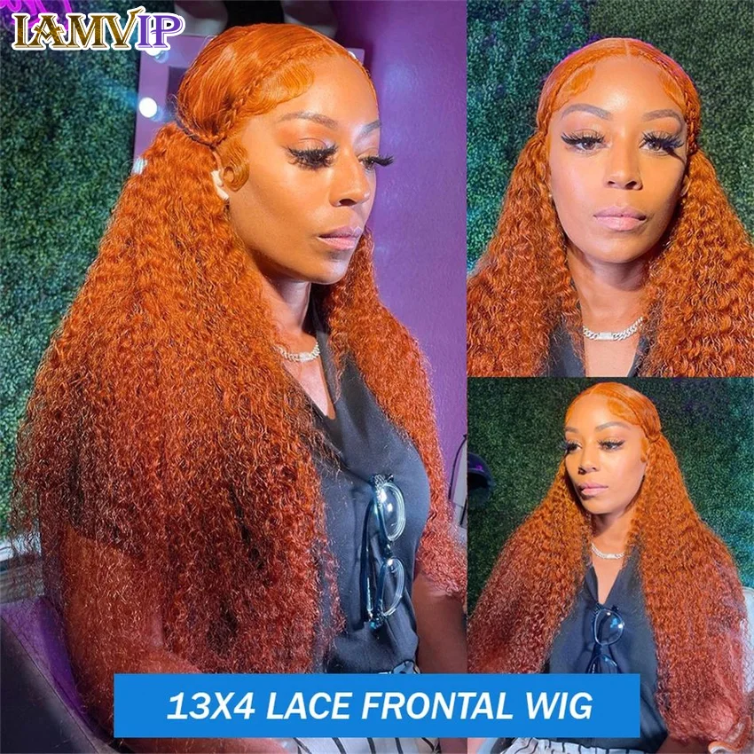 Orange Ginger Lace Front Wig Human Hair Curly Lace Front Human Hair Wig Glueless Deep Wave 13x4 13x6 Hd Lace Frontal Wig On Sale