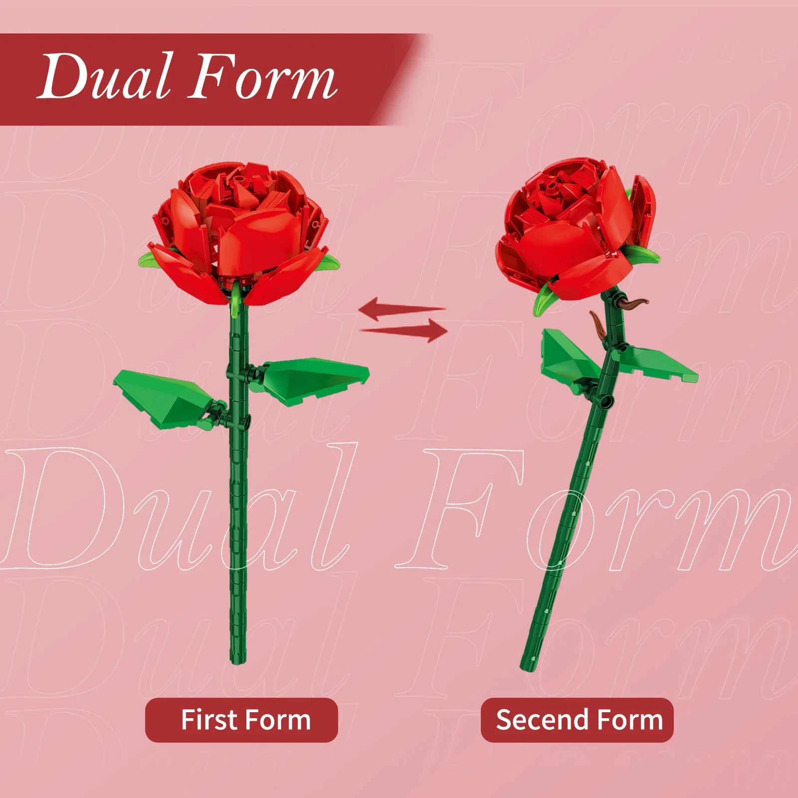 231PCS Rose Bouquet Building Blocks Eternal Flower Plant Model Bricks Idea Desktop Decoration Adult Romantic Gift Kids DIY Toys