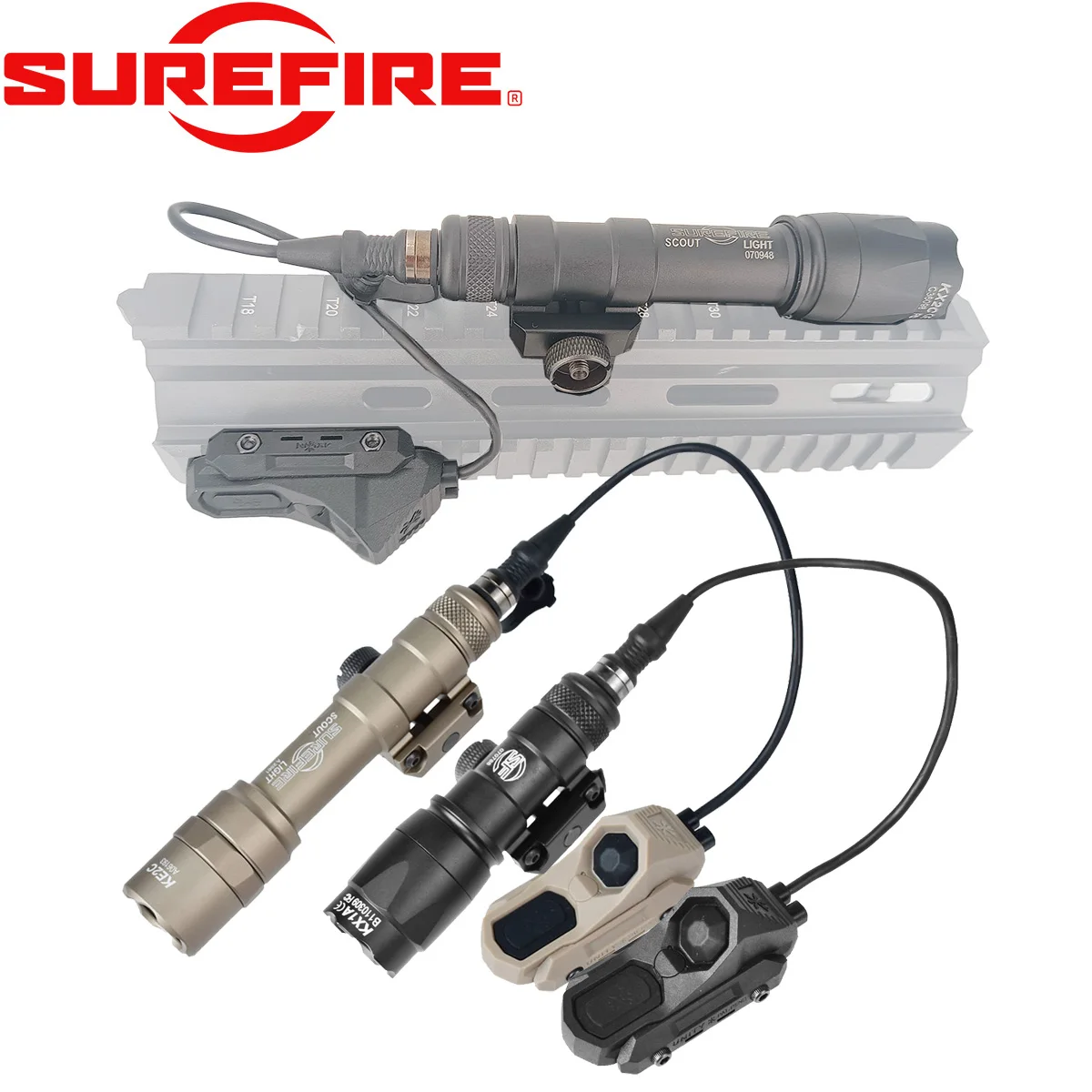 Lampe torche tactique puissante Surefire M600 M300 pour armes à feu, fusil d'exploration Airsoft, chasse, lumière LED avec double interrupteur UNITY AXON