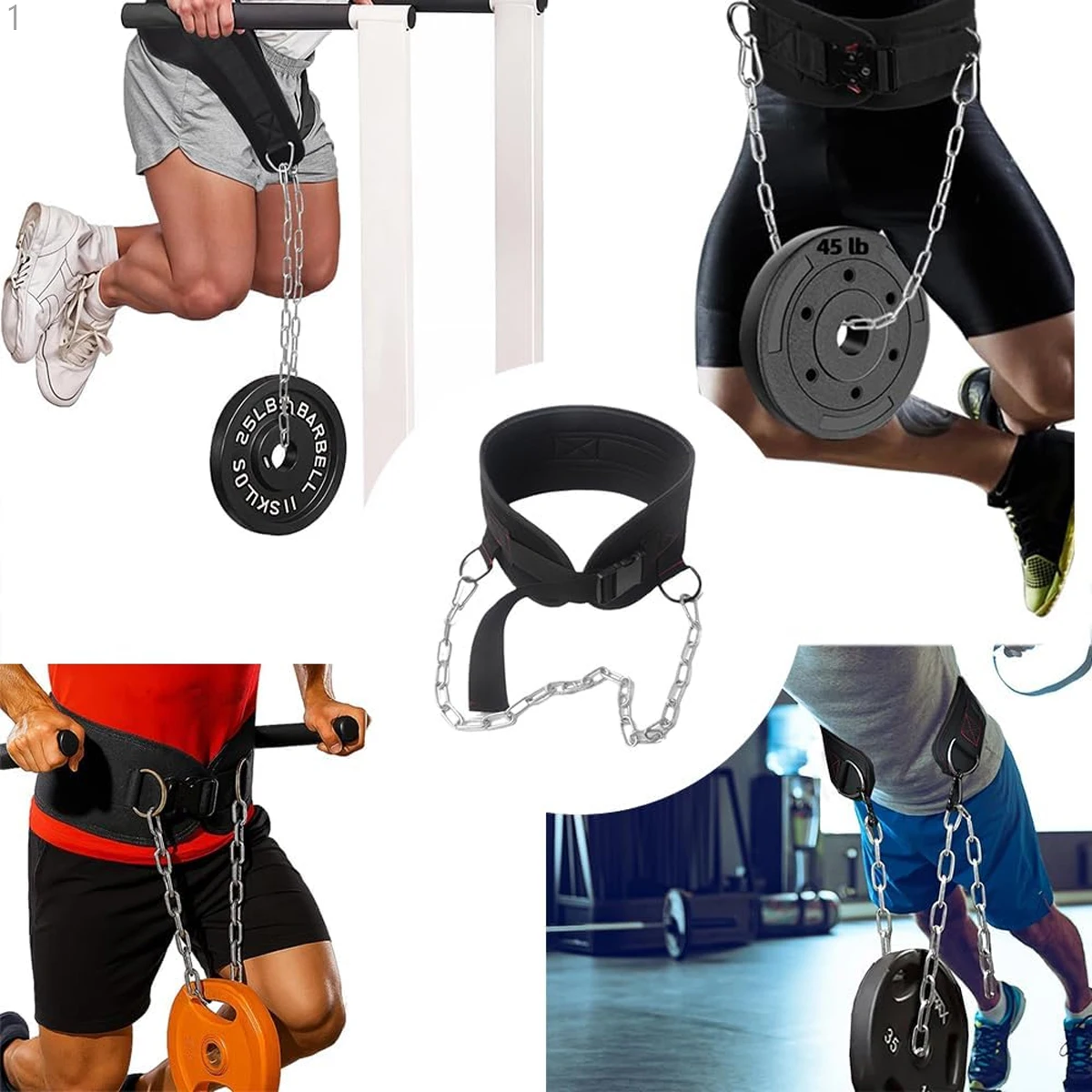 Dip Belt Gewichthebergürtel mit Kette 440lbs Verstellbarer Taillengürtel für Klimmzug- und Krafttraining – Detail 4