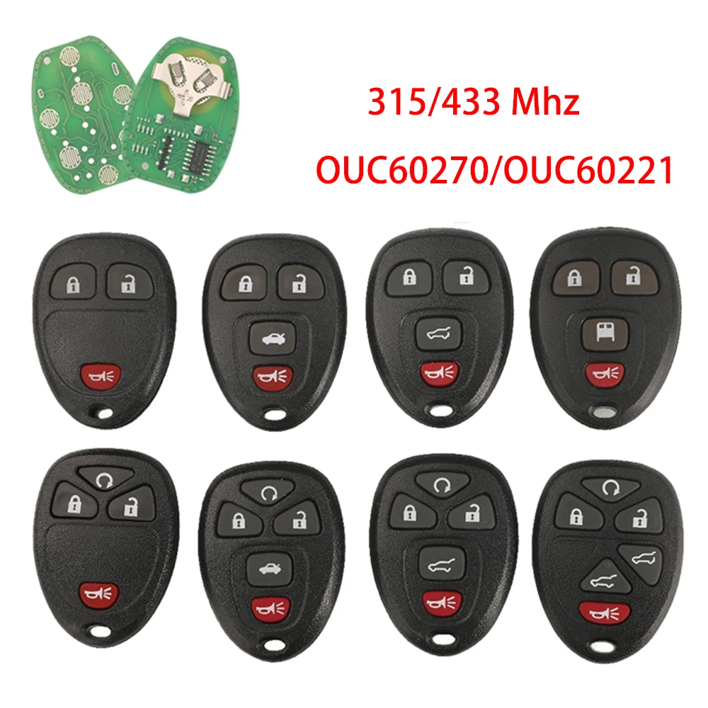 

jingyuqin New Remote Control Keyless Entry Car Key Fob For Buick Chevrolet Cadillac GMC Saturn 315Mhz OUC60270 5/6 Buttons
