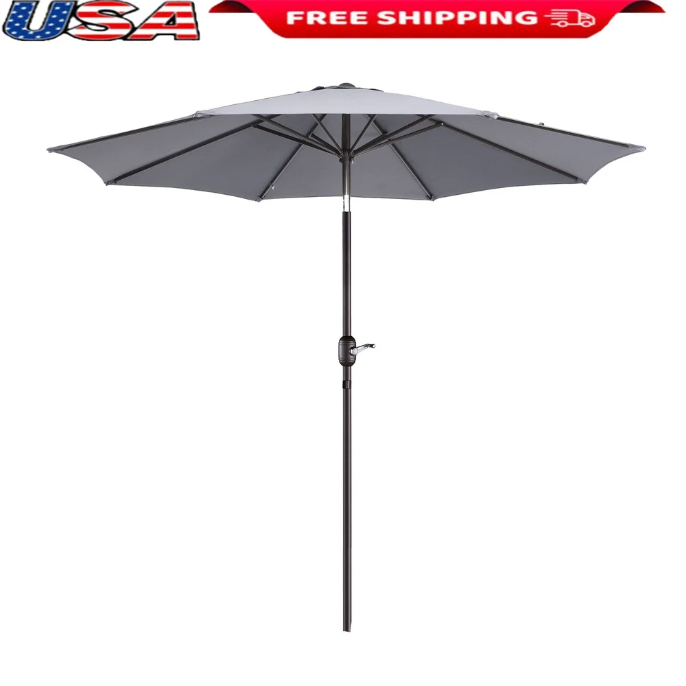 

9FT Outdoor Patio Umbrella with Auto Tilt Easy Crank Durable Steel Ribs Weather Resistant Polyester Shade Garden Pool Deck