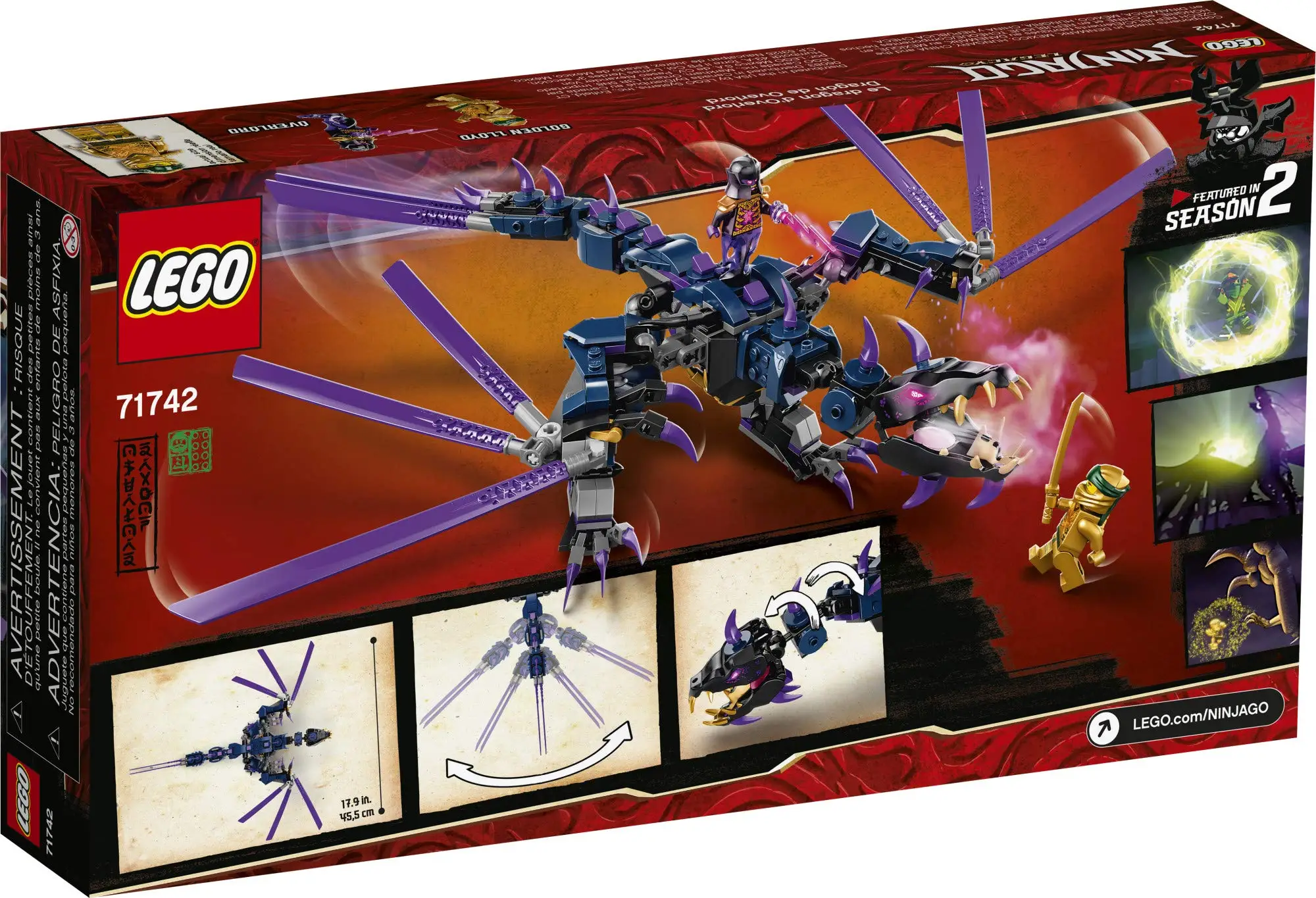 LEGO NINJAGO Legacy Overlord Dragon 71742 Ninja Playset Building Kit Posable Dragon Toy for Birthday Gift (372 Pieces)