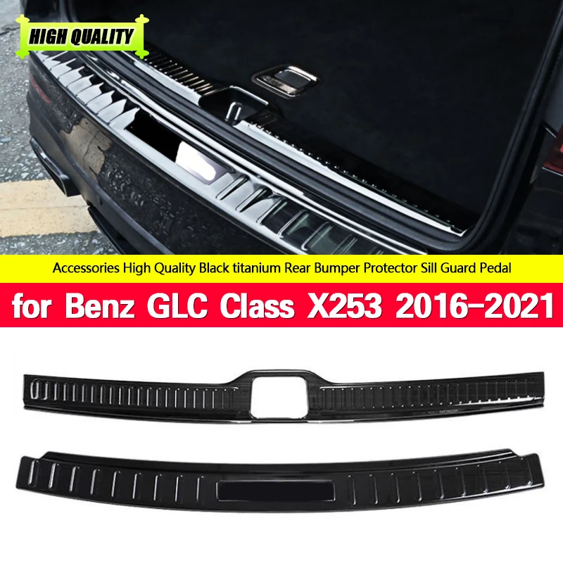 

For Mercedes-Benz GLC Class X253 2016-2021 Black Titanium Trunk Inner Outer Bumper Plate Guard Protector Cover Car Styling