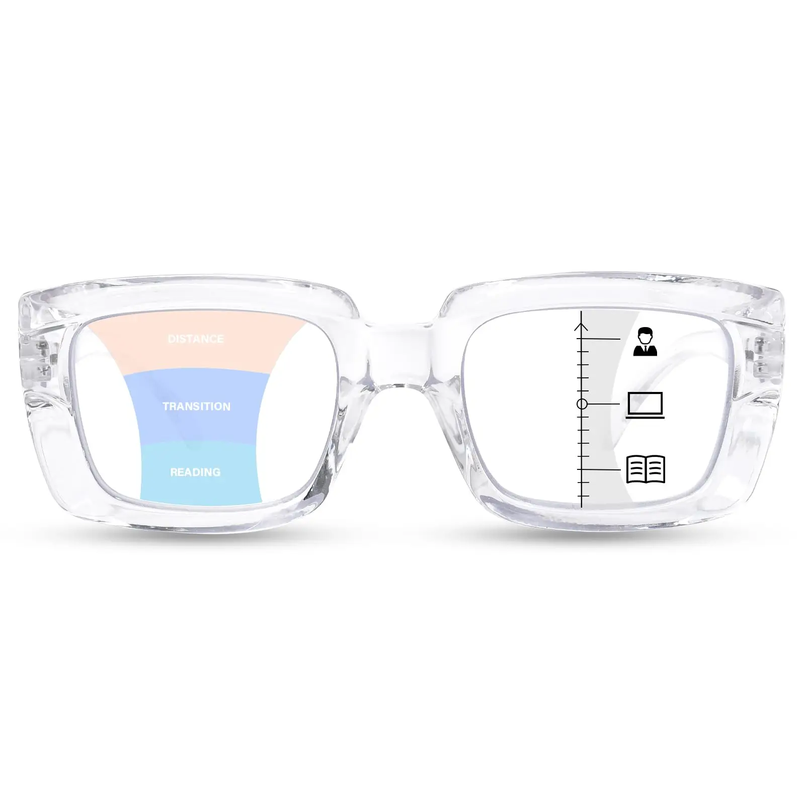 VOPHA Lot de 1 Lunettes de Lecture Progressives Multifocales pour Femmes et Hommes, Lunettes d'Ordinateur Surdimensionnées Anti-Lumière Bleue avec Charnière à Ressort