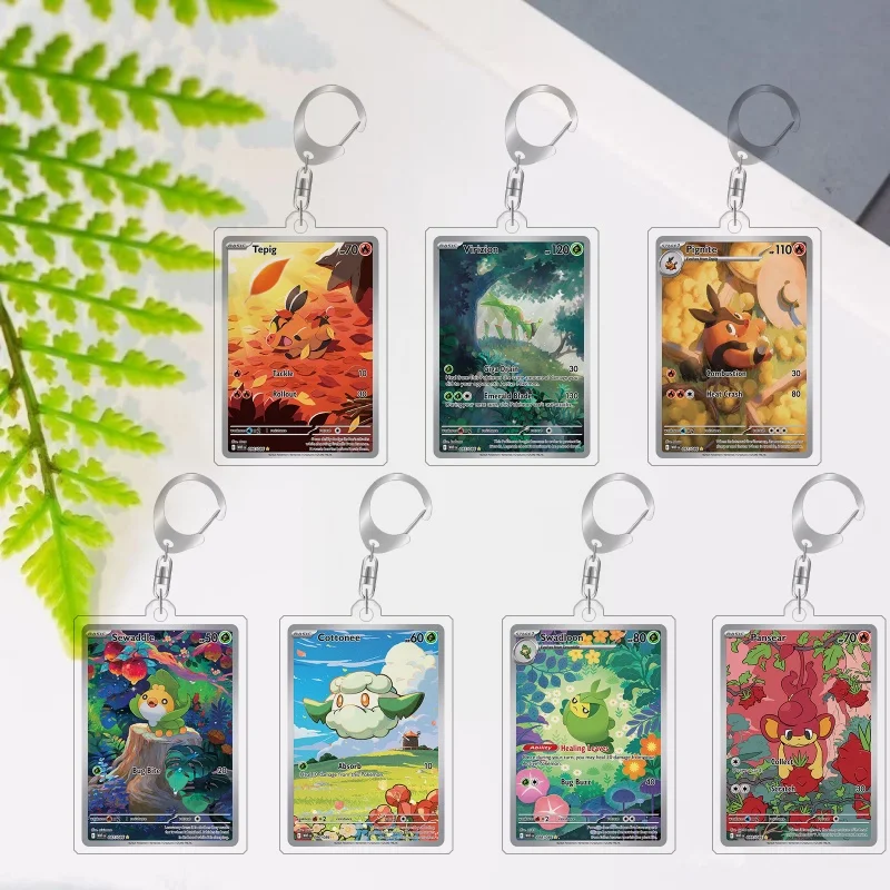 Para pokemon elf qikchu pignite viirzion teig pansear cottonee sewaddle autofeito acrílico dos desenhos animados anime chaveiro pingente brinquedo 5cm