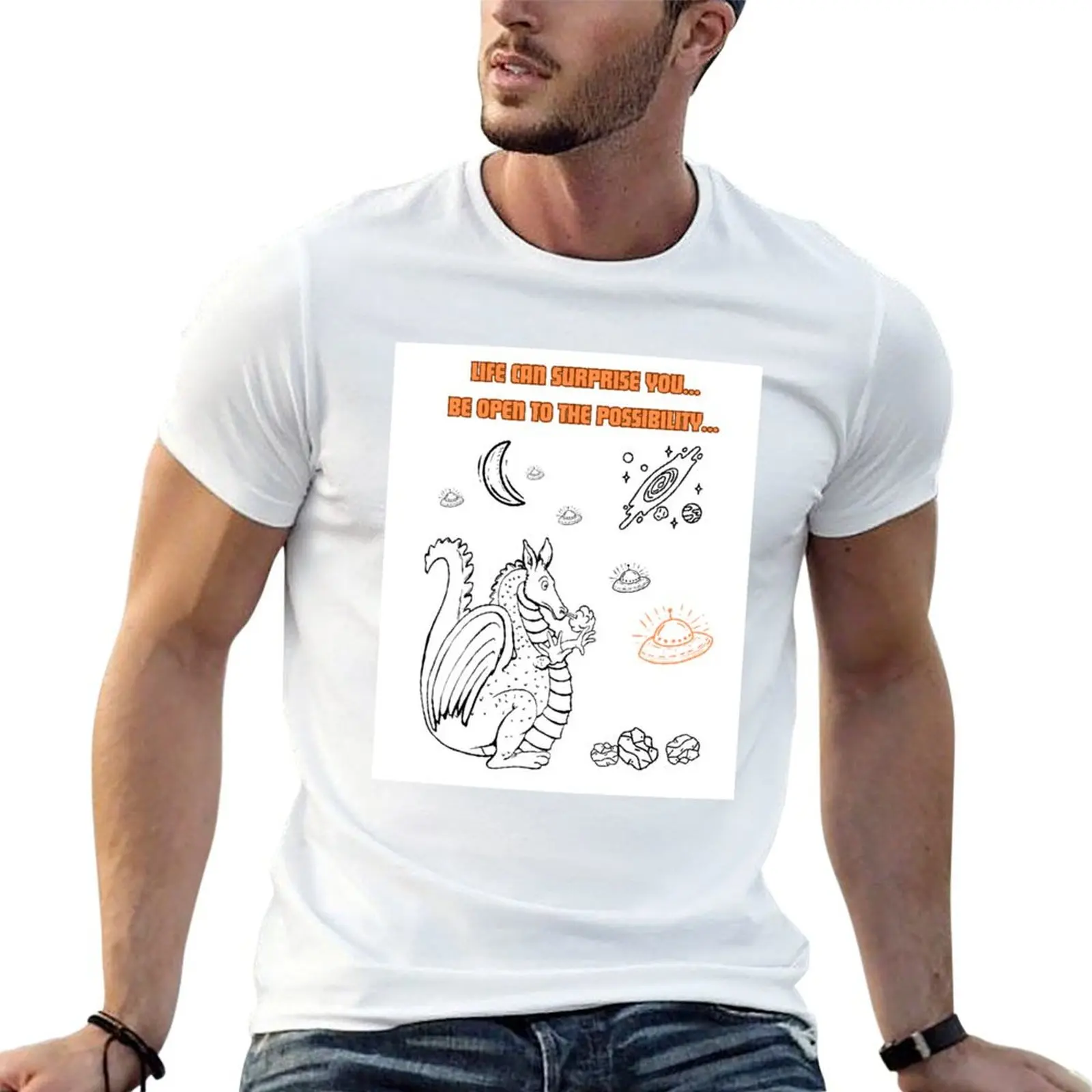 Camiseta con estampado de sorpresas en la vida, camiseta de manga corta de talla grande