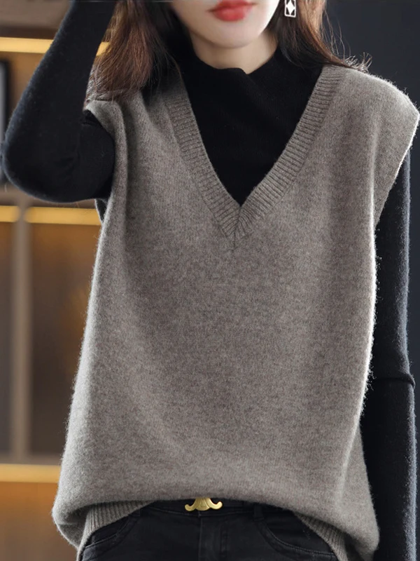 

Вязаный жилет большого размера, женский свободный свитер с плечами, пуловер с открытыми плечами, модный ленивый топ, осенне-зимняя мода