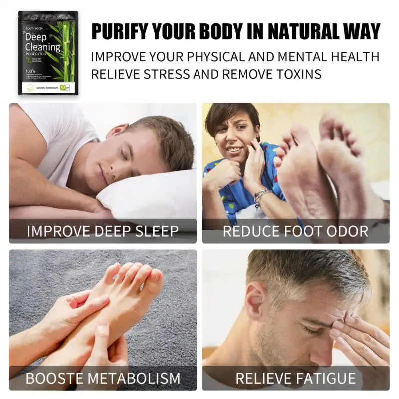 Detox Foot Patches Natural Detoxification Body Toxins Cleansing Stress Relief Feet Slimming Cleaning Body Care Pads