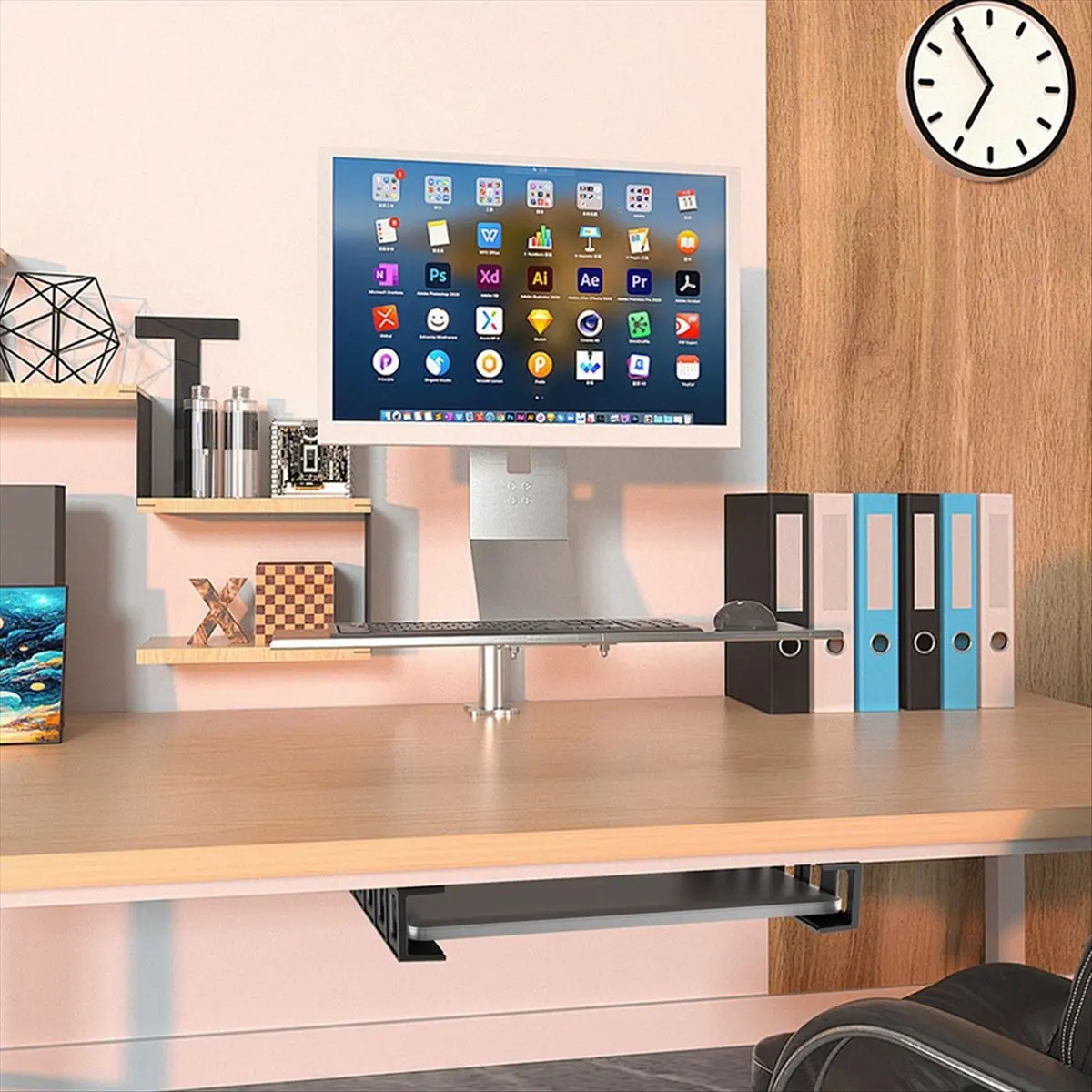 【New User】Laptop Desktop Storage Bracket Compatible with Laptop Wall Mount Suitable for Keyboard Table Storage White