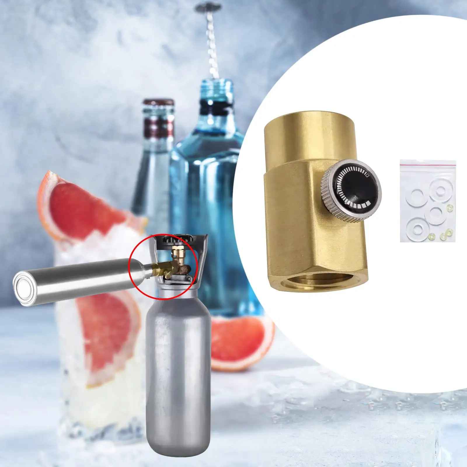 محول إعادة تعبئة أسطوانة ثاني أكسيد الكربون مريح، بديل، عملي، سهل التركيب لخزان آلة الصودا المنزلية محول ثاني أكسيد الكربون للصودا