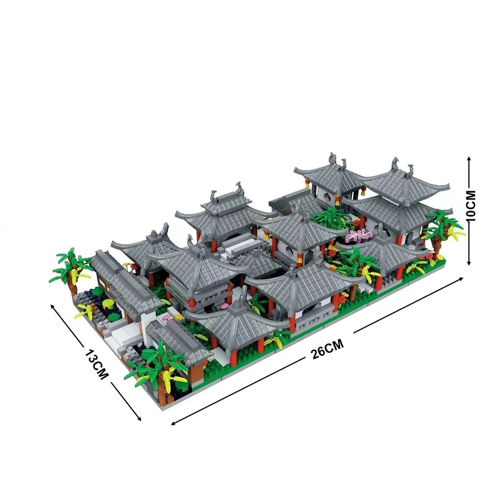 KNEW BUILT LED-lit Suzhou Garden Micro Mini Building Blocks Exquisite Decorative Gift Toys for Patient Home Decorations