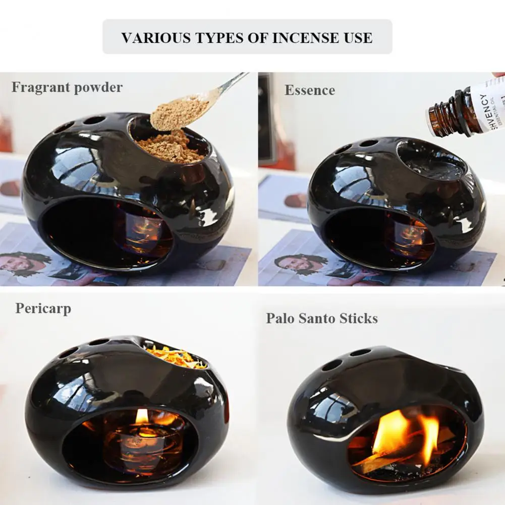 Mini Incense Holder Modern Black Ceramics Incense Burner for Palo Santo White Aromatherapy Holder for Yoga Meditation Desktop