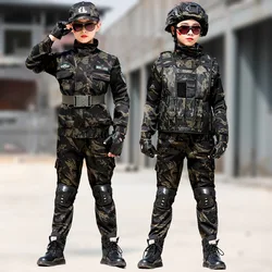 New Tactical Outdoor Sport Uniform for Children's Day Camouflag Disguise Adult  for Kid Girl Boy Black Eagle Camouflage Suit Set