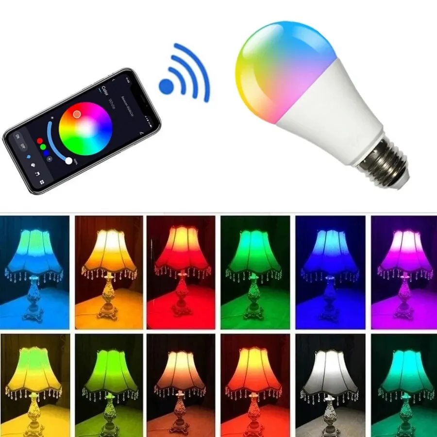 Tuya Bluetooth E27 LED Smart Bulb RGB 110V 220V APP Control Dimmable Smart Lamps For Home Bedroom Room Decoration