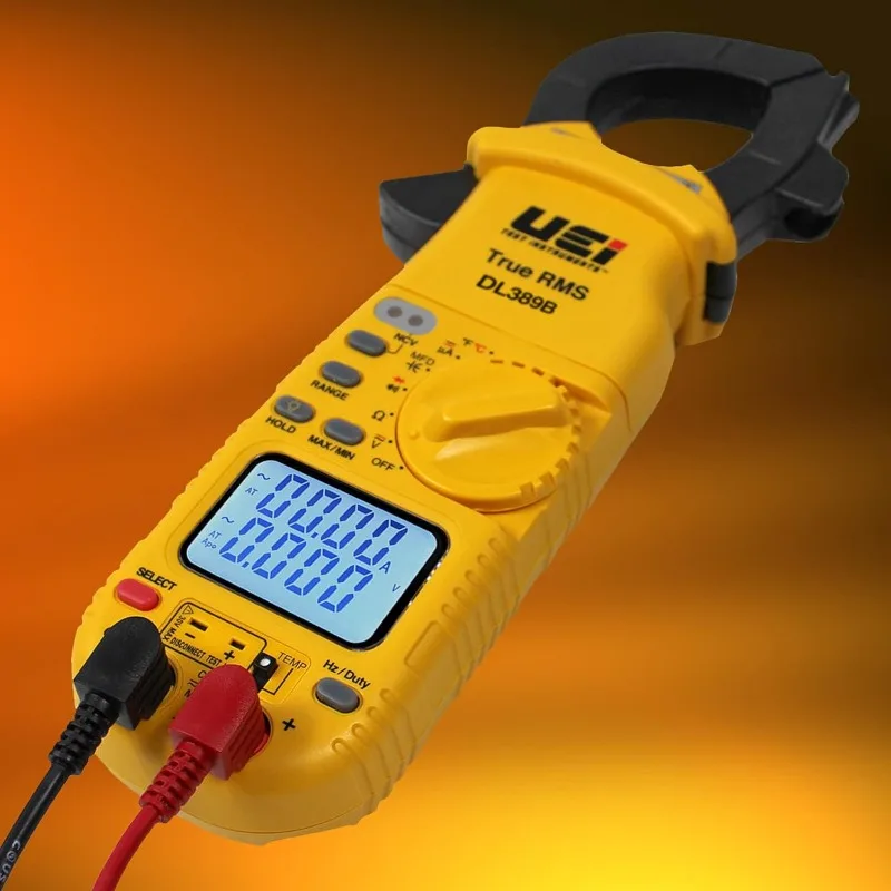 DL389B Digital True RMS Clamp Meter, HVAC 4000 Counts Auto Ranging Voltmeter, Measures AC & DC Volts AC Amps AC/DC