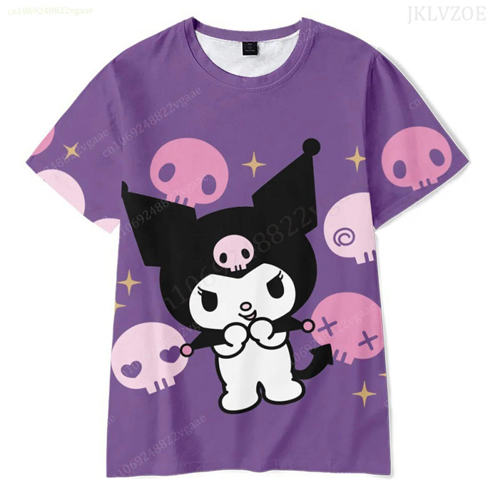 Summer Sanrio Kuromi T Shirt Women Men Kids Short Sleeve Boys Girls Tee Couple Clothes Costume Friends Tops