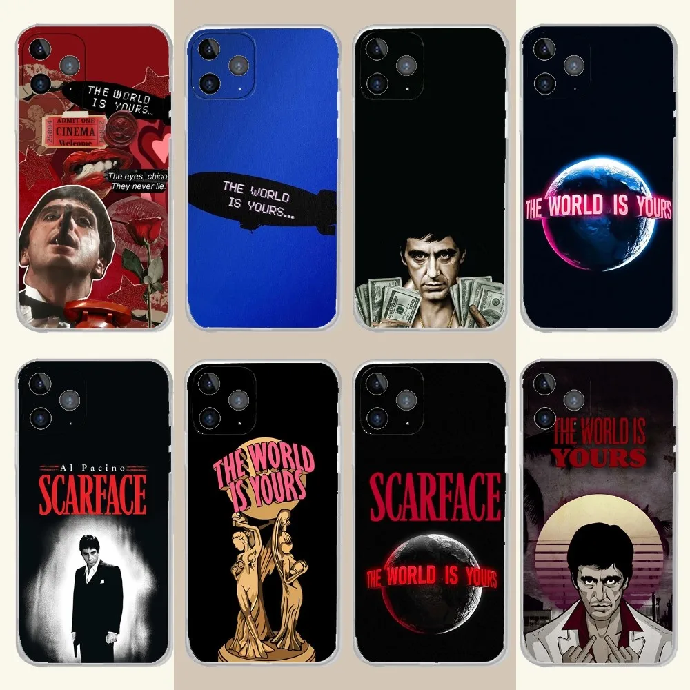 Scarfaces The World Is Yours Phone Case For iPhone 15,14,13,12,11 Plus,Pro,Max,XR,XS,X,7,8 Plus,SE,Mini Transparent Silicone