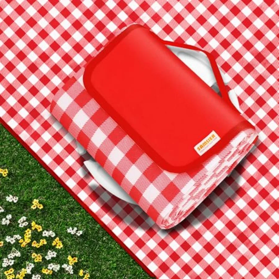 

Outdoor Picnic Blankets Waterproof Foldable Sandproof, Large Gingham Cute Picnic Mat Washable Portable for Park Beach Camping C