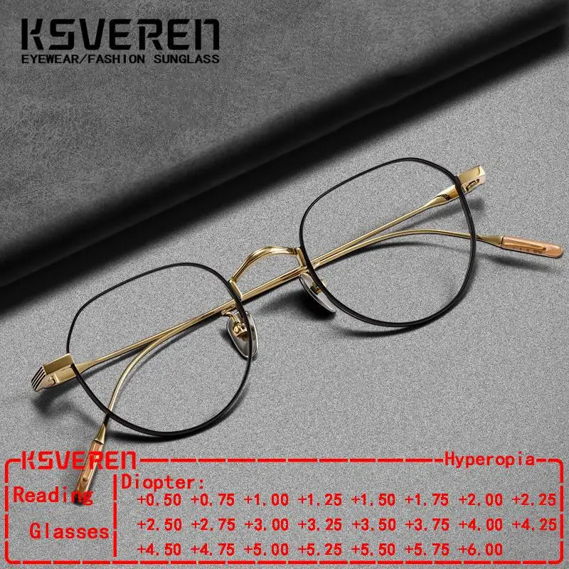 

Fashion Comfortable Eyeglasses Retro Round Pure Titanium Reading Glasses UltraLight Prescription Glasses Frame Men Women