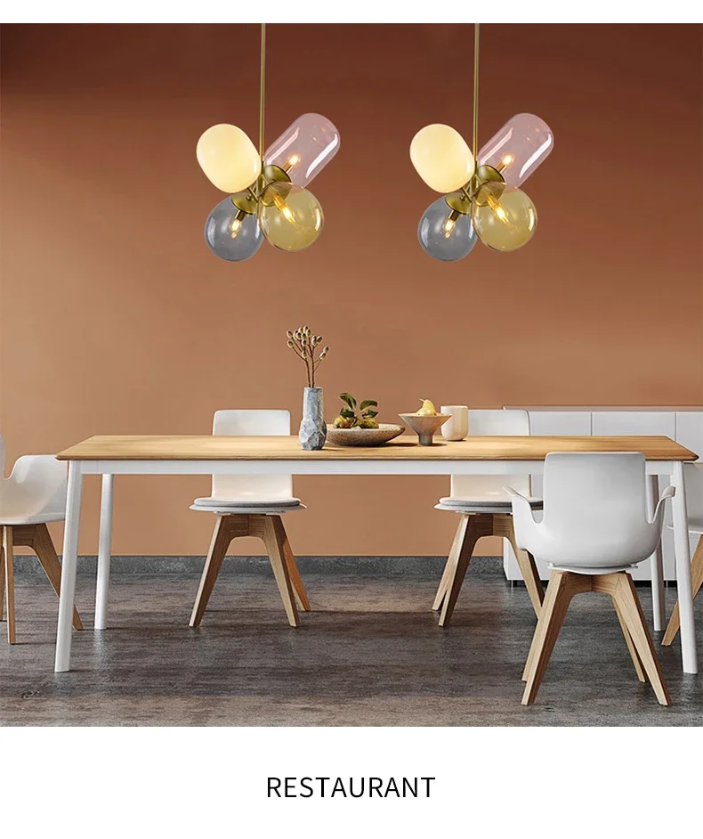 Lampe LED Suspendue en Verre avec Ballon Coloré de Style Nordique, Luminaire Décoratif d'Nik, Idéal pour une Chambre d'Enfant, une Salle à Manger ou une Chambre à Coucher