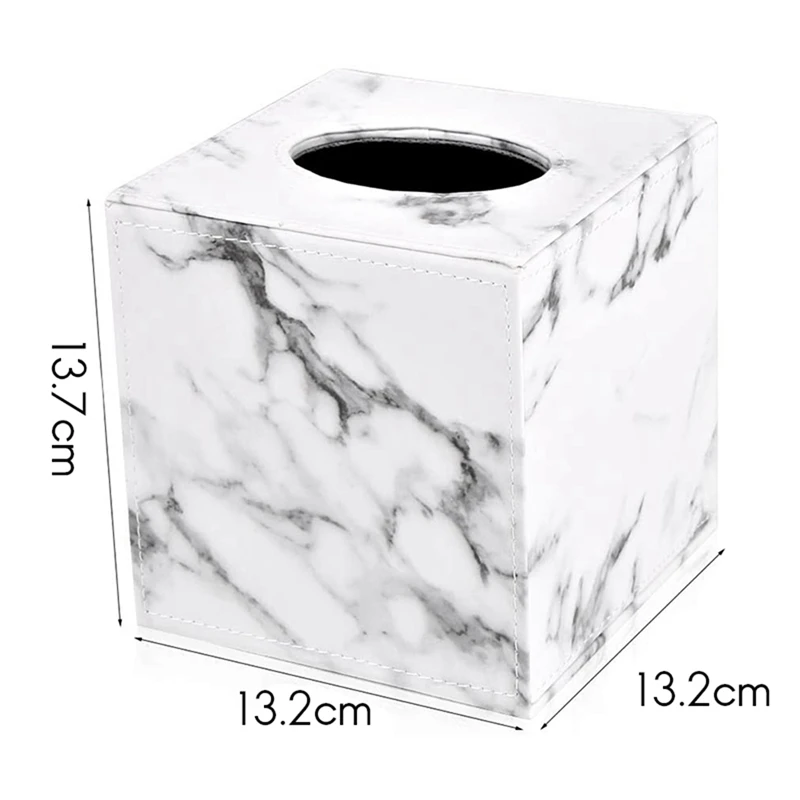 3X Marble Square Square Tissue Box PU Leather Roll Paper Holder Toilet Paper Box Napkin Paper Box Cover Locker Towel Box