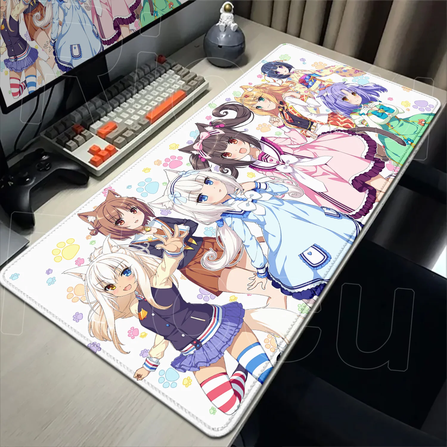 

HD Anime Mousepad Cute Chocolate And Vanilla Natural Rubber Non-slip Keyboard Gaming Nekopara Extended Mat PC Office Accessories