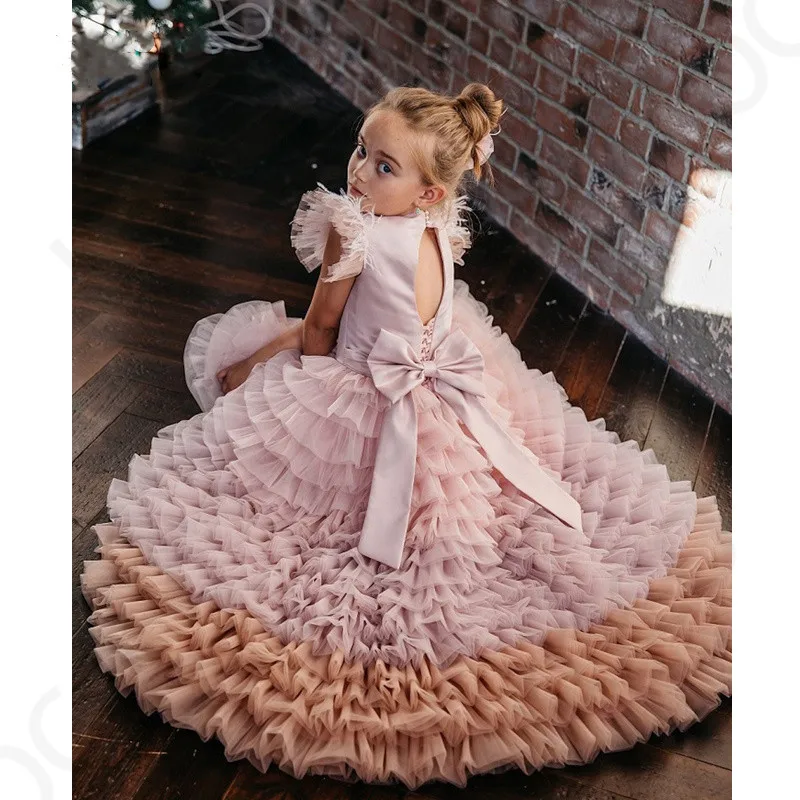 

Princess Flower Girl Dresses Tiered Skirt Tulle Ball Gown Girl's Birthday Pageant Dress First Communion Ceremony