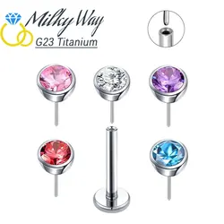 G23 Titanium Brincos Set para Mulheres, Sexy Push Pin, CZ Pedra, Labret, Lábio, Nariz Piercing, Ear Stud, Tragus, Cartilagem, Jóias Threadless