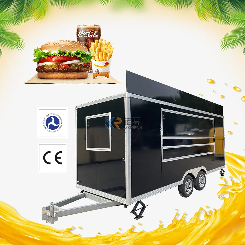 CE DOT Certificate Mobile Fast Food Van Coffee Carts Concession Street Food Trailer with Full Kitchen Ice Cream Pizza Truck Cat