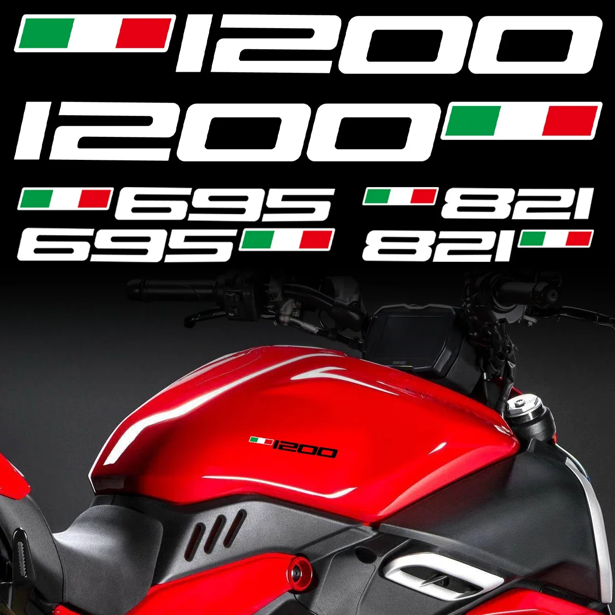 1 Pair Ducati Monster Series Vinyl Decals Motorcycle Stickers for 695 821 1200 Motorbike DIY Personalized Exterior Styling Decor