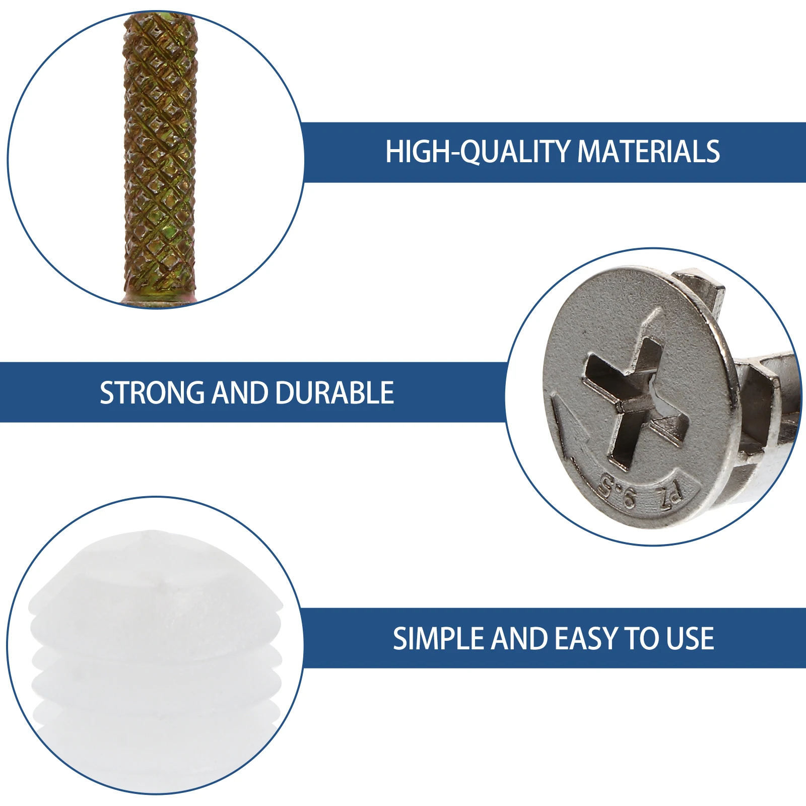 

30 set Furniture 9.5 High Eccentric Wheel 40 Long Knurled Useful Fixing Screws Rods Cabinet Accessories Hardware